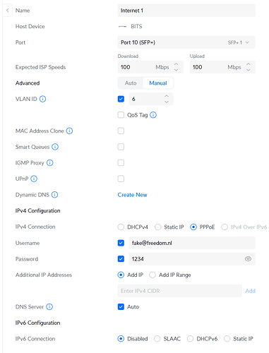 SFP port settings